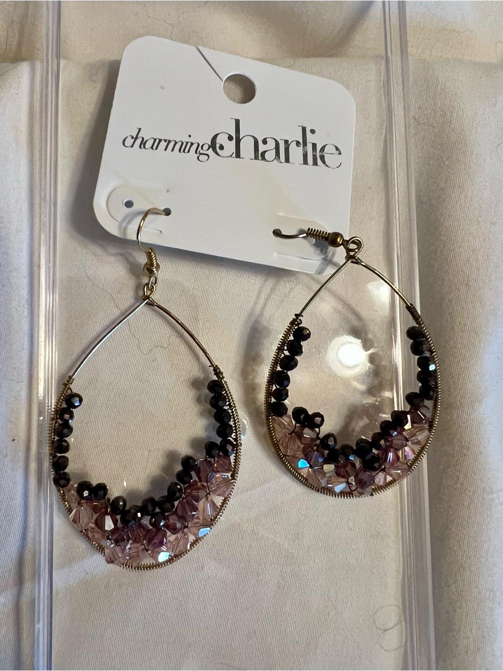 Charming Charlie Ombré Purple Faceted Teardrop Earrings